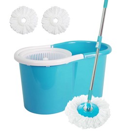 360 Degree Rotating Easy Magic Floor Mop and Twist Spinning Dry Bucket with 2 Microfiber Mop Head