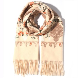 Letusto LUU MANLIC Women's Shawl Wrap Embroidered Tassel Scarf, Premium Quality, Oversize(73x27), Soft, Durability, Warm