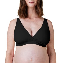 Bravado Designs Sujetador para Dormir de Maternidad y Lactancia, Brasier extraíble para Lactancia Materna, Tallas S, M, L, XL, Negro - Tela sostenible, L