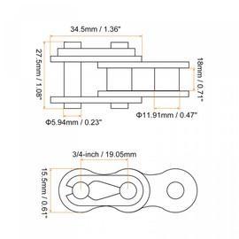 sourcing map 12Pcs #60 Chain Master Connector Link Roller, 3/4" Pitch Carbon Steel, Standard Connecting Split Links for 12A Chain