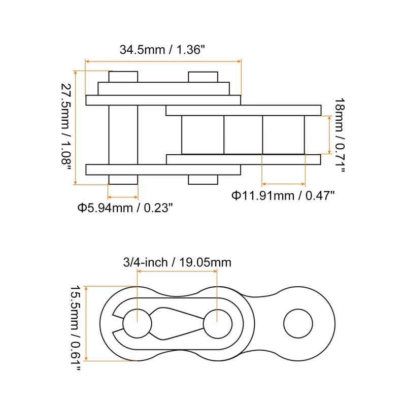 sourcing map 12Pcs #60 Chain Master Connector Link Roller, 3/4"