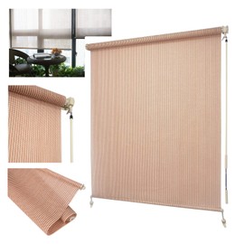 HTTMT- 6'W x 8'L Roller Shade Blind Roll up w/crank For Deck Porch Balcony Patio Light Filter [P/N: ET-KLB-HT68-BEIGE]