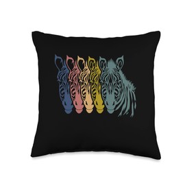 Zebra Colorful Zebra's Head Pop Streetart Style Throw Pillow