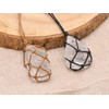 Natural Crystal White Quartz Rough Stone Reiki Healing Necklace, Brown