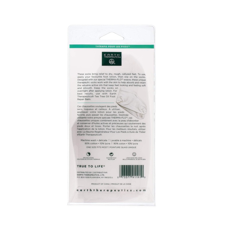 Earth Therapeutics Moisturizing Foot Socks - White (1 Pair)