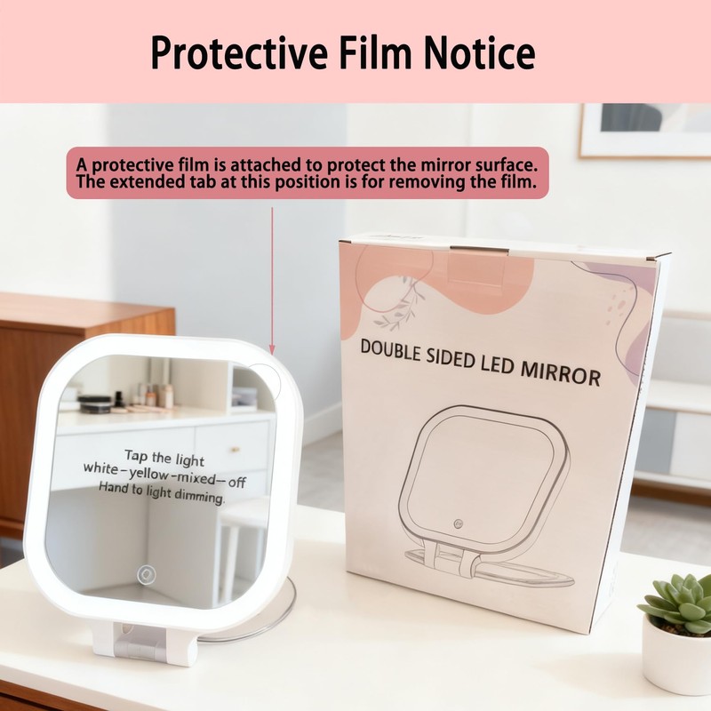 DESCHEN Rechargeable Travel Makeup Vanity Mirror with Lights and Magnification,