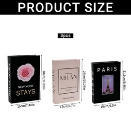 CHENBOOW Decorative Books for Home Decor, Pack of 3 Decorative Books for Home Decor, Book Decoration, Fashion Decorative, Fake Books Display, Book Box, for Home Decor, Bookshelf, Coffee Table Display