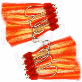 Fish WOW! 10pcs Fishing Shrimp Fly tie with 5/0 Hook Unrigged Red Yellow Krystal Flash
