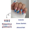 Cool Summer Press on Nails Medium Almond Fake Nails Blue