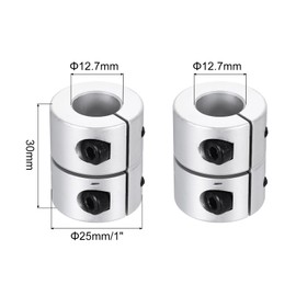 MECCANIXITY Shaft Coupling 12.7 to 12.7mm(ID) 30mm(L) Aluminum Alloy Shaft Coupler Connector Rigid Joint Motor Accessories for 3D Printer DIY Robots Model CN