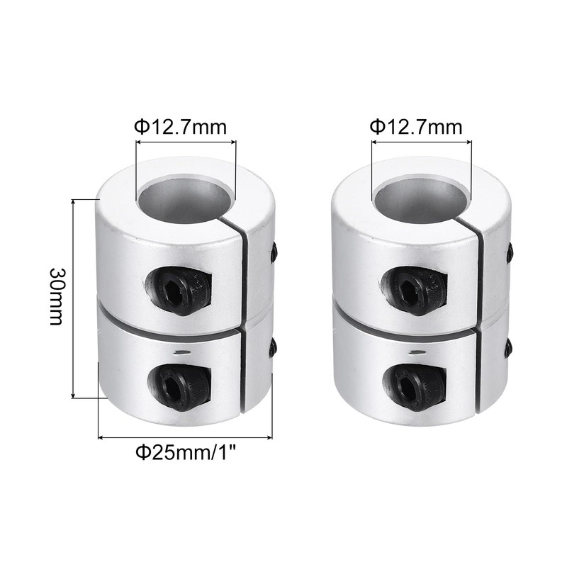 MECCANIXITY Shaft Coupling 12.7 to 12.7mm(ID) 30mm(L) Aluminum Alloy Shaft
