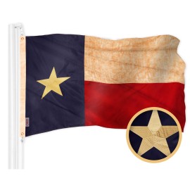 UD_G128 Texas Tea-Stained TX State Flag  4x6 Ft  Embroidered 420D Polyester - Embroidered Stars, Sewn Stripes, Brass Grommets, I