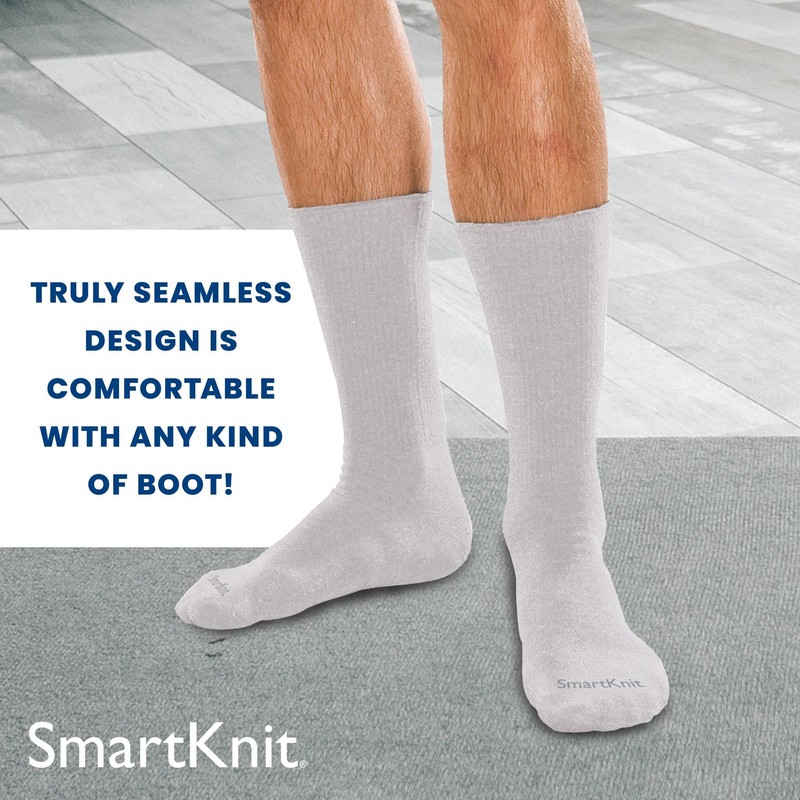 SMARTKNIT Seamless Boot Socks for Hiking and Work (Grey, Small)