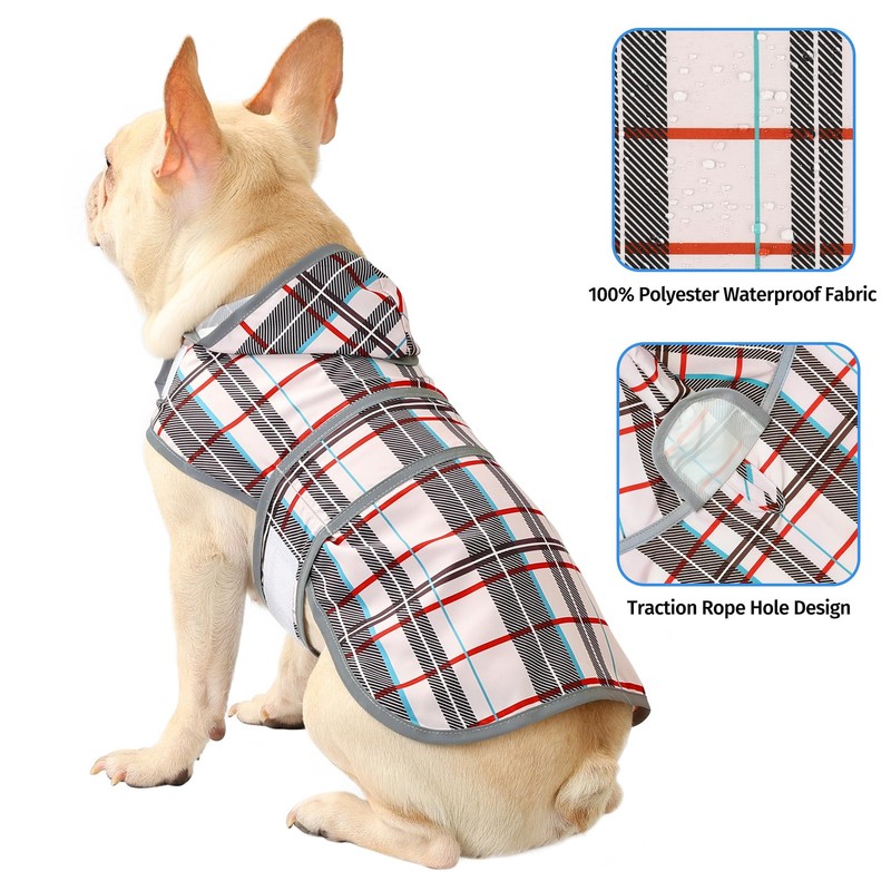 Dog Raincoat Hooded,Waterproof Rain Coat for Dogs with Adjustable Belly