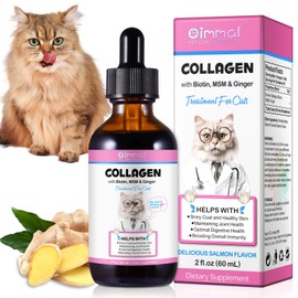 Collagen for Cats, Liquid Collagen for Cat, Cats Collagen Liquid Drops with Biotin, MSM & Ginger Immunity Support, Itch Relief, Skin & Coat and Joint Health Collagen Supplement for Cats 60ml