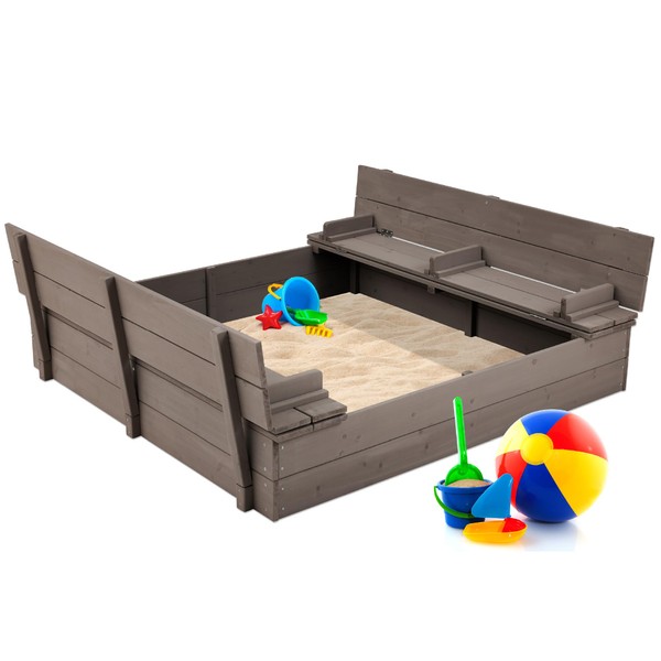 Best Choice Products Kids' Outdoor Wooden Sandbox Large, Cedar Wood