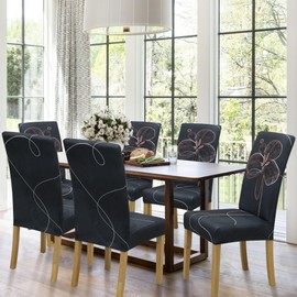 BIETYONE - Juego de 6 fundas para sillas de comedor, fundas elásticas para sillas de cocina, lavables, fundas protectoras para sillas de comedor, para el hogar, restaurante, banquete (patrón 8)