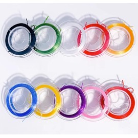 10 Rolls Elastic Bracelet String Cord,BetterJonny 0.6mm Flat Jewelry String Multipurpose Jewelry Making Elastic Thread for DIY Jewelry Making Friendship Bracelets（10 Color）