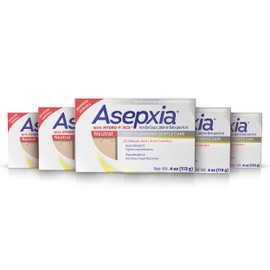Asepxia Asepxia Cleansing Bar Neutral Multipack: Acne Treatment, Prevents Pimples and Blackheads, Salicylic Acid Formula, Deep Cleansing for Clear Skin - 4 Ounce, Pack of 5