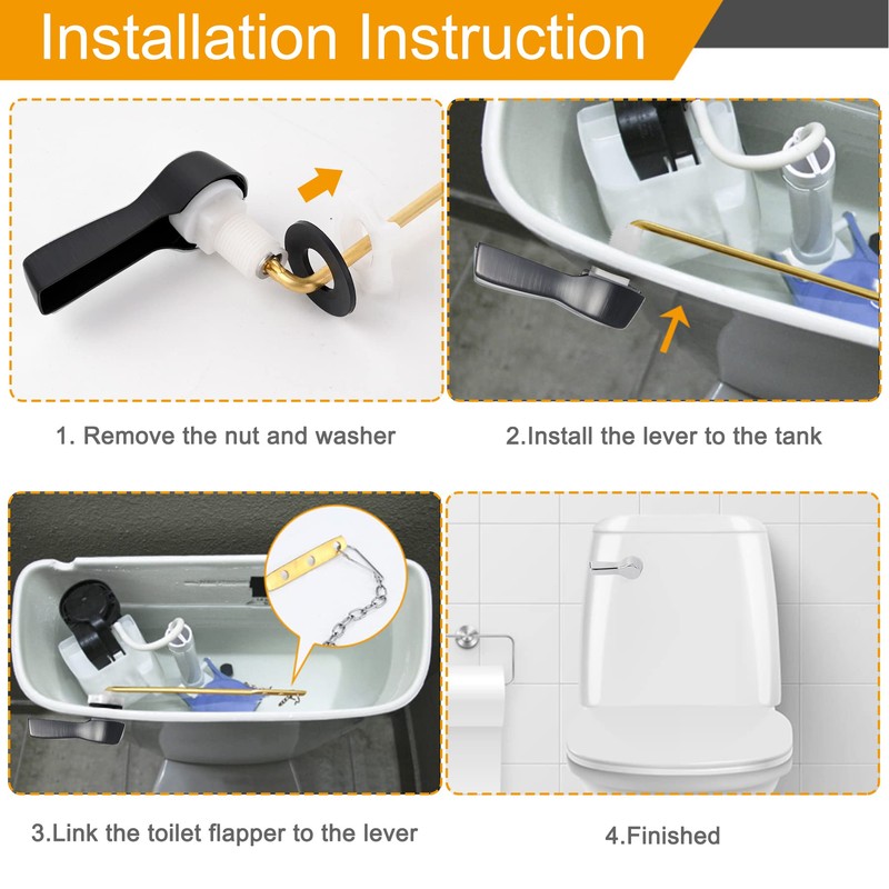 Hibbent 2 Pack Universal Front Mount Toilet Handle Tank Flush