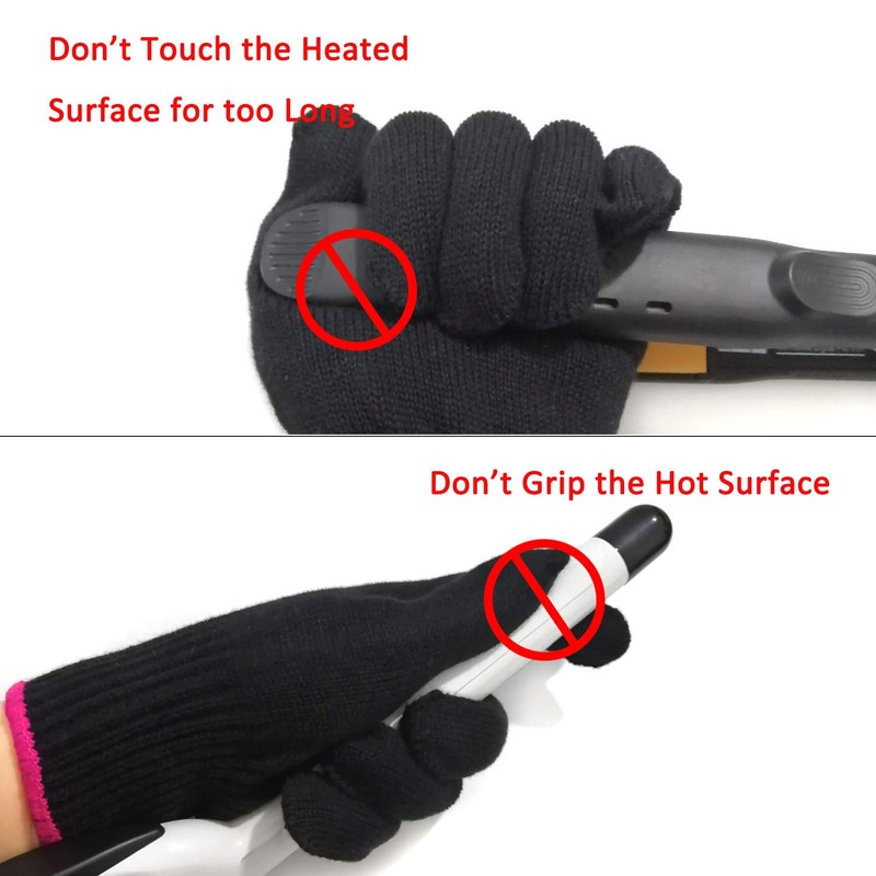 2 Lessmon Hair Styling Professional Heat Resistant Gloves, Black