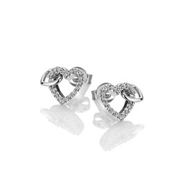 Hot Diamonds Women's Earrings Heart Silver with Diamonds Togetherness DE605, Sterling Silver, Diamond
