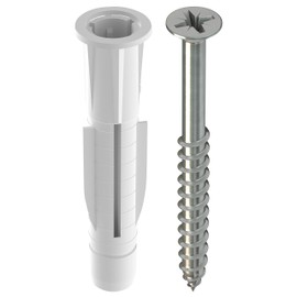 TOX Trika 011701051 All-Purpose Dowel 6 x 36 mm + Screw in Blister Pack, Reliable Attachment in Almost All Building Materials, Easy Installation, Rotation-proof and Dowel Cap Protects the Surface,