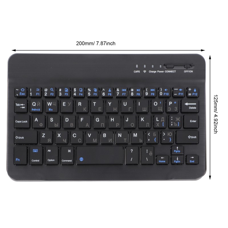 7 Inch Rechargeable Ultra Thin Russian Wireless Bluetooth Keyboard for