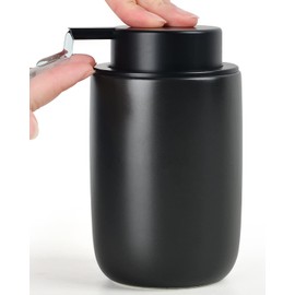 BosilunLife Lotion Pump Dispenser - Matte Black Soap Dispenser Bathroom Ceramic Dish Liquid Soap Dispenser for Kitchen, Bathroom Countertop Soap Dispensers