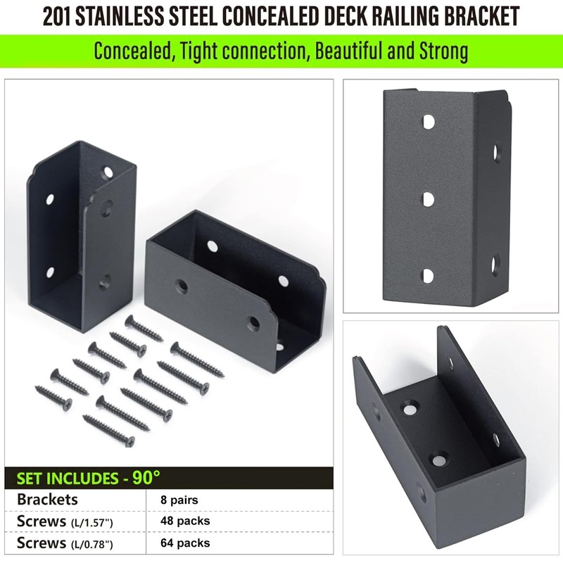 CNQLIS 16Pcs Deck Railing Bracket Connectors for 2" x 4"