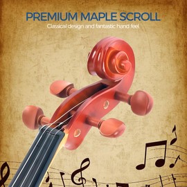 MA250 16-Inch Solid Wood Varnished Viola - Handcrafted 4/4 Size Acoustic Viola for Adults/Students with Case, Bow, Rosin, Bridge & Strings