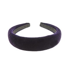 Womens Luxury Slightly Padded Puffy Velvet Flat Winter Evening Wedding Party Birthday Bridal Christmas Birthday Bridesmaid Headband Alice Band Hair Accessories Hairband (Aubergine, One Size)