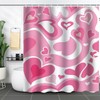 Abstract Pink Heart Shower Curtain for Bathroom Set Sweet Love