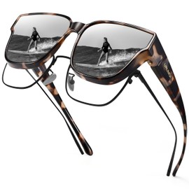 URUMQI Polarized Sunglasses Fit Over Glasses for Women, UV400 Protection Trendy Square Womens Mens Shades Sun Glasses