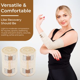 Premium Elastic Bandage Wrap (3" 2 Pack) – NexSkin Soft, Latex-Free Compression Wrap with Durable Metal Clips – Washable & Reusable Support for Wrists, Ankles, Feet, Knees & More