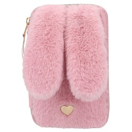 Depesche 12864 Princess Mimi Bunny Ballet - Filled 2-Compartment Pencil Case with Pink Plush Fur and Long Ears, Pencil Case with Colouring Pencils, Eraser, Sharpener and much more