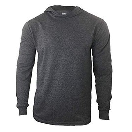 Men Construction Long Sleeve Work T Shirts with Hood (Charcoal, Large)