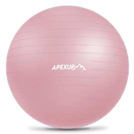 APEXUP Yoga Ball Exercise Ball, Anti Slip Stability Ball Chair, Heavy Duty Large Gym Ball for Fitness, Balance, Core Workout and Physical Therapy (S (15"~18") 45cm, Pink)