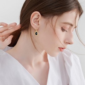 YFN Labradorite Earrings for Women Sterling Silver Filigree Teardrop Drop Dangle Leverback Earrings, Sterling Silver, Cubic Zirconia