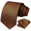 HISDERN Men's Tie Set Orange Ties and Pocket Square Polka