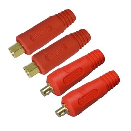 RIVERWELD TIG Welding Cable Panel Connector Plug & Socket Set DKJ10-25 & EDKL10-25 200Amp with Red Color Dinse-Style Quick Fitting 4pcs