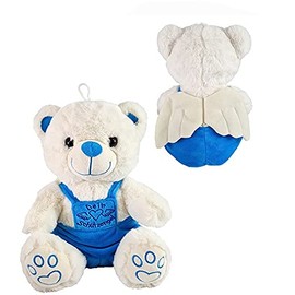 VRasehorn Guardian Angel Bear Approx. 20 cm Plush Sitting with Wings - Guardian Angel Bear - Lucky Bear Teddy Teddy Bear Angel - Blue