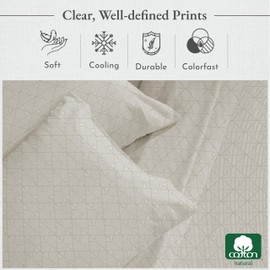 California Design Den 400 Thread Count Sheets Full Size - 100% Cotton Sateen Deep Pocket Full Size Sheets & Pillowcase Set (Taupish-Sage Crosshatch)