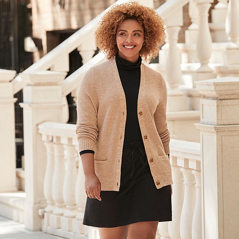 Lands' End Womens Long Sleeve Shaped LWCM Turtleneck Black Regular