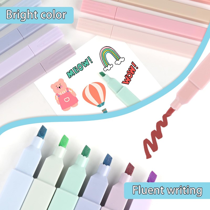 jwogngls Pack of 800 Sticky Notes, 12 Pastel Highlighters, Waterproof