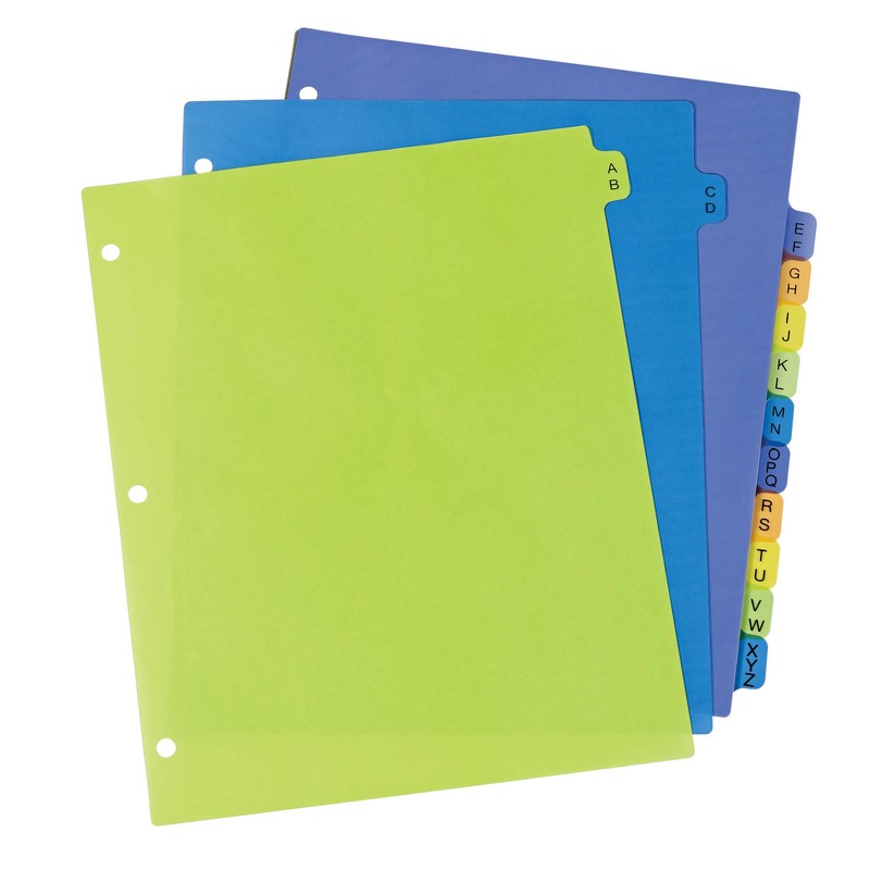 Avery 11330 Preprinted Plastic Tab Dividers, 12-Tab, Letter