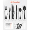 VEVOR 48-Piece Black Silverware Set with Steak Knives, Food-Grade Stainless