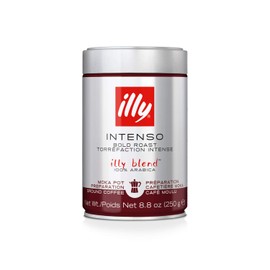 illy Intenso Ground Moka Coffee, Dark Roast, Intense, Robust and Full Flavored With Notes of Deep Cocoa, 100% Arabica Coffee, No Preservatives, 8.8 Ounce