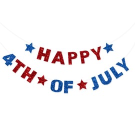 Independence Day Decorations Hanging Banner, Happy 4th of July Garlands American Independence Party Decorations Red Blue Star Banner USA National Day Party Decoration Supplies
