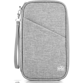 Soporte para pasaporte familiar, portafolios de pasaporte con bloqueo de RFID para mujeres, organizador de documentos de viaje, billeteras de alta calidad, bolsa para pasaporte, Familia-Gris Cuarzo